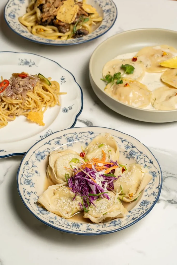 A variety of delicious pasta dishes from the European-Asian fusion menu at AT06 restaurant in Canggu.