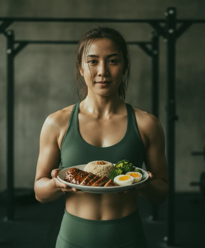 at06 woman holding healthy meal gym canggu