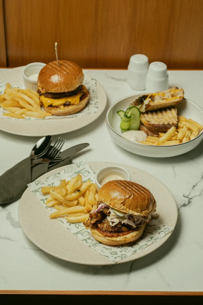 Gourmet burgers and fries at AT 06 Canggu Bali